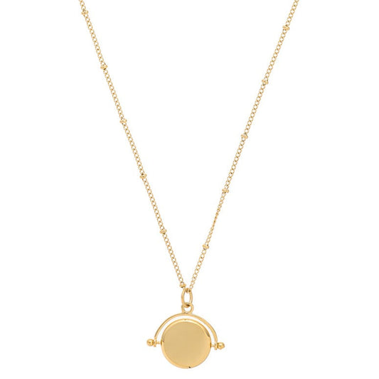 Faceted Disc Spinner Necklace - Gold