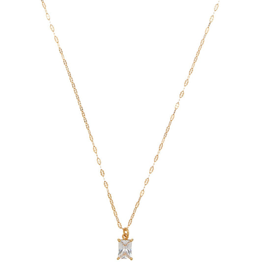 Crystal Baguette & Dainty Chain Necklace